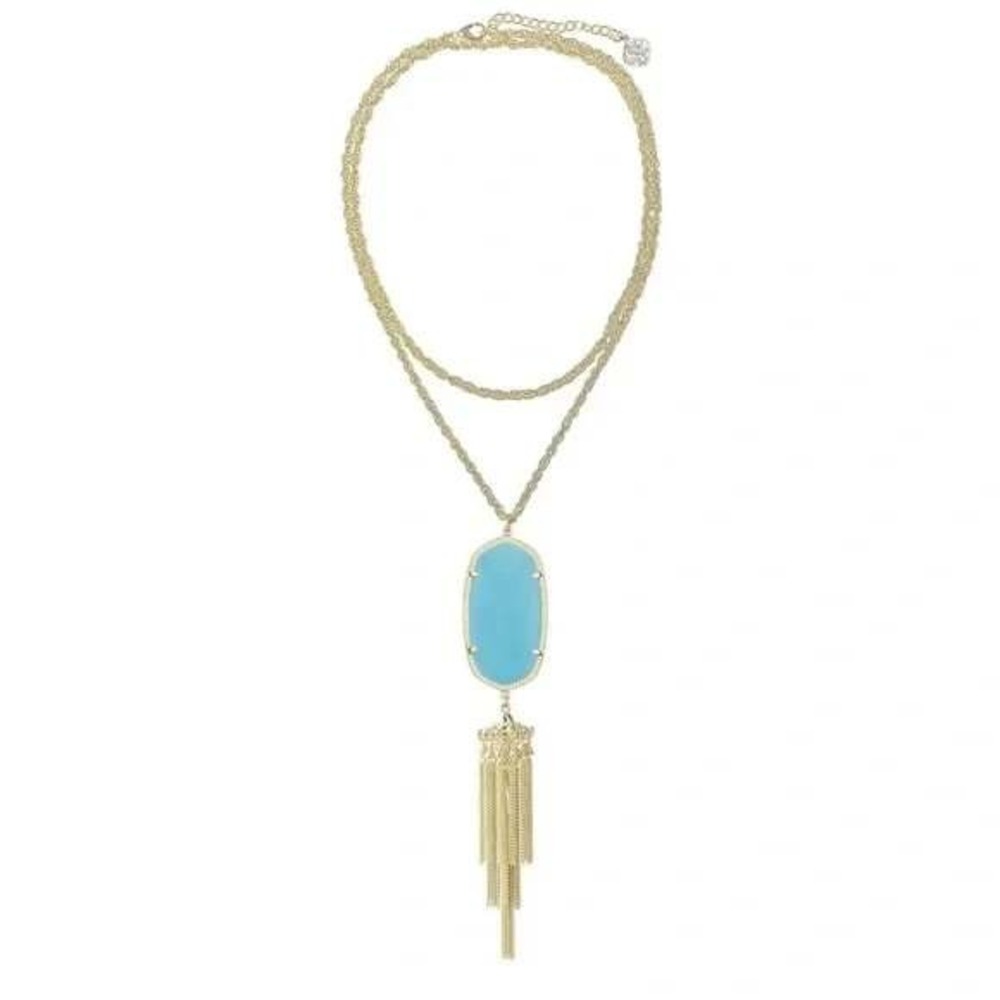 Kendra Scott Rayne Necklace Women OS Turquoise NWT Gold Tassel Long Pendant